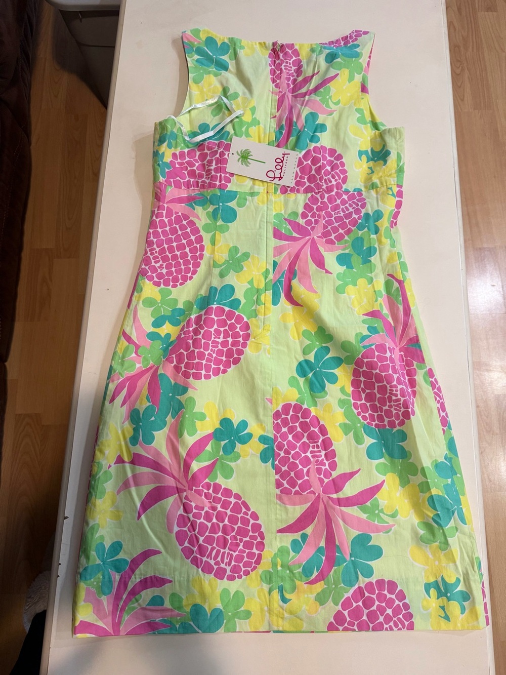 Lilly Pulitzer Yellow Dress with Pink Pineapple & Teal Floral